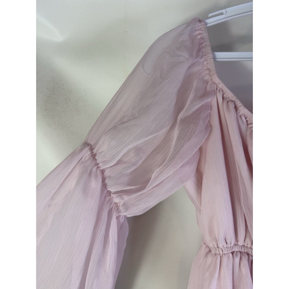 Y2K Baby Doll Fairy Angel Sheer Mesh Milk Maid Top Shirt Pink Medium Princess - Picture 3 of 5